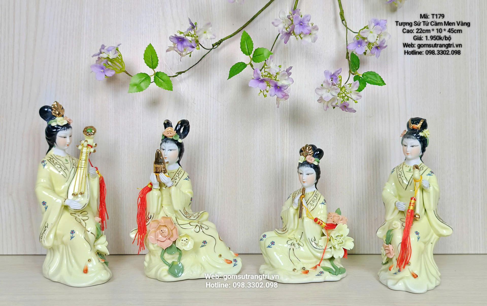 TƯỢNG SỨ TỨ CẦM MEN VÀNG